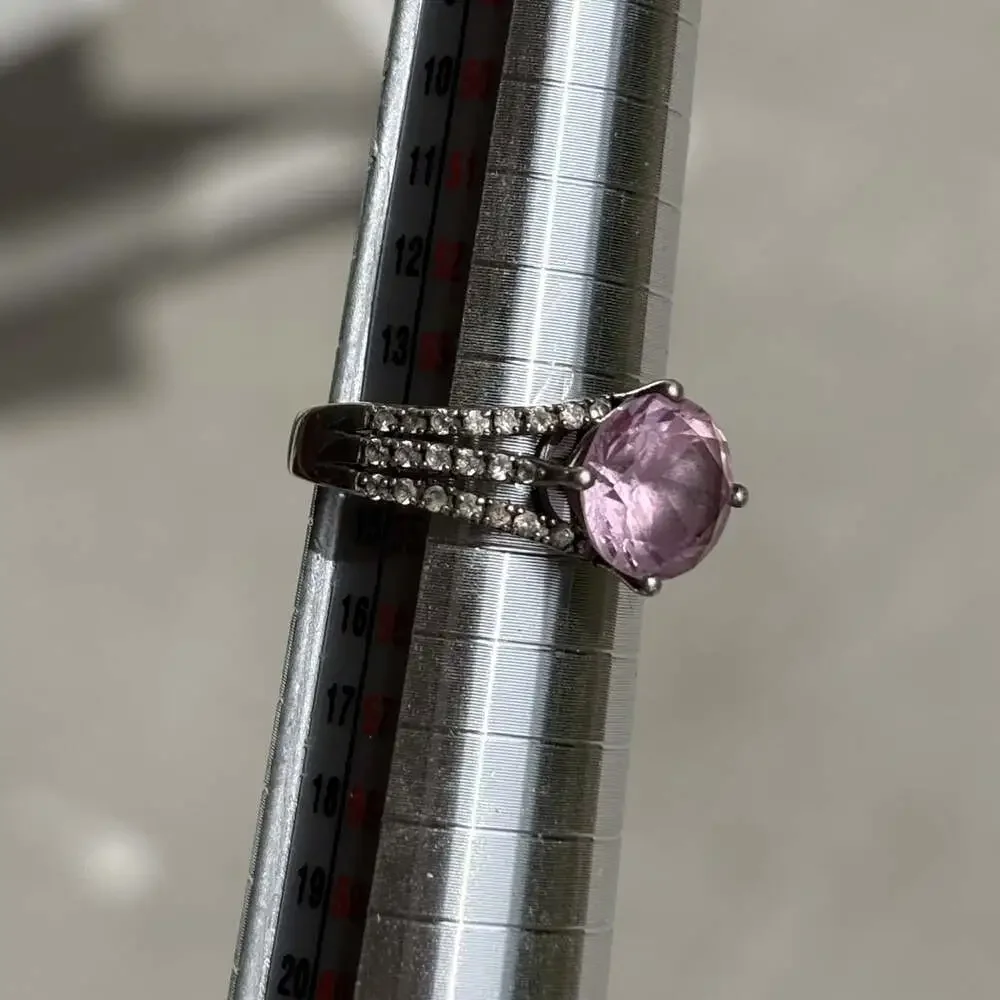 Sterling Silver 925 Pink Stone Ring Split Shank Sz 7.5 - Pre-owned Good